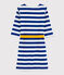 Langärmeliges, gestreiftes Damen-Kleid blau SURF/weiss MARSHMALLOW