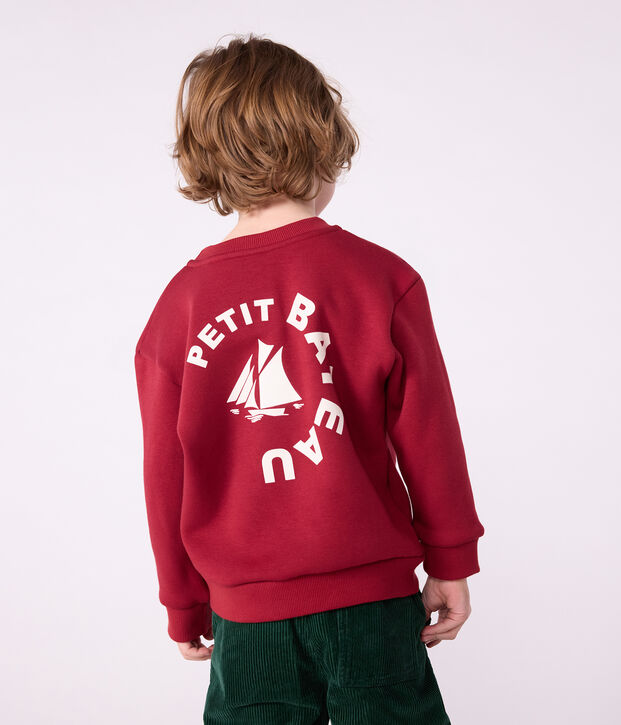 Kinder-Sweatshirt aus einfarbiger Baumwolle rot