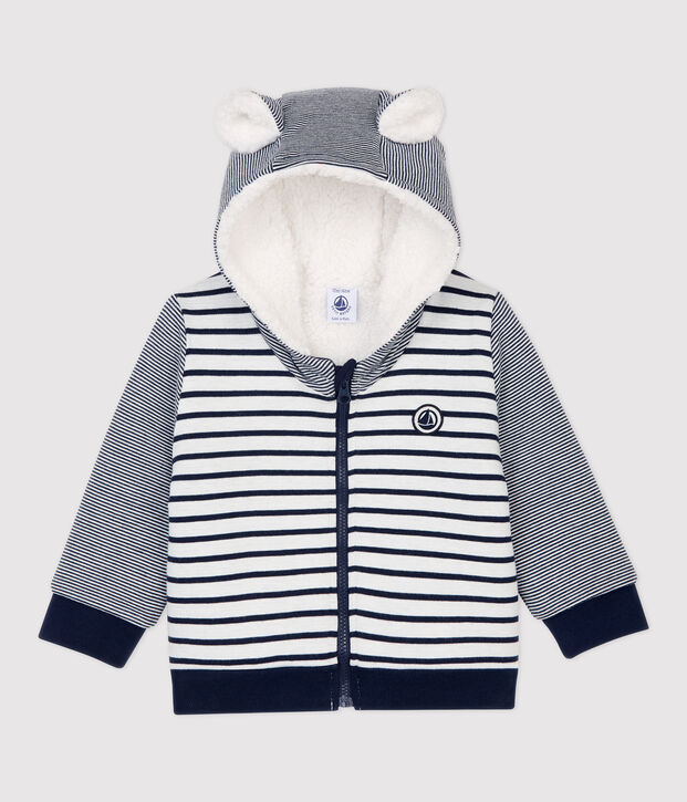 Baby-Teddyjacke aus Sherpa. weiss/blau