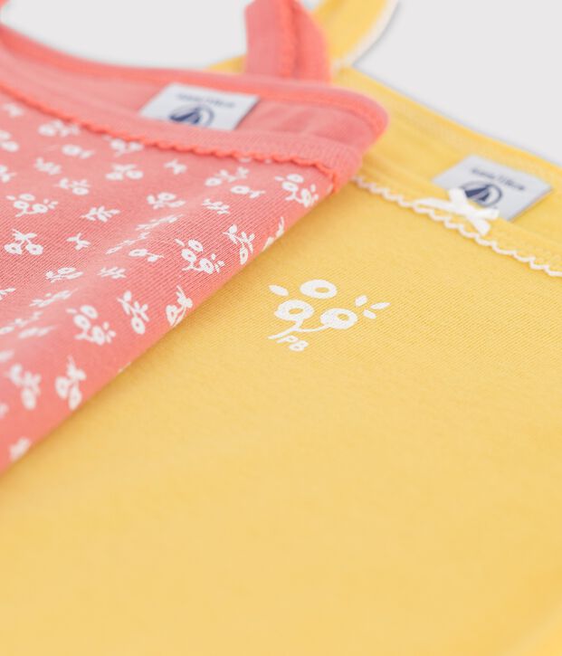 2er-Set Spaghetti-Tops aus Baumwolle mit Blumenmuster f&uuml;r M&auml;dchen vielfarbig