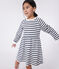 Langärmeliges Kinder-Kleid aus Baumwolle mit Streifen weiss MARSHMALLOW/blau SMOKING