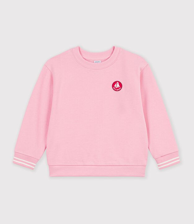 Kinder-Sweatshirt aus einfarbiger Baumwolle rosa
