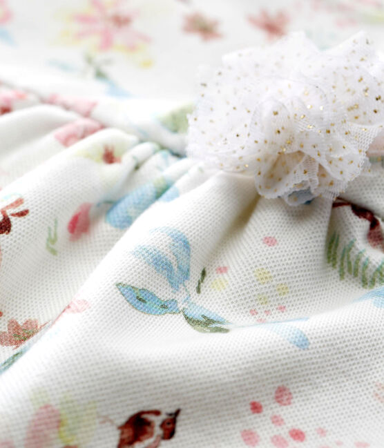 Kurzärmeliges baby-kleid mädchen weiss MARSHMALLOW/weiss MULTICO