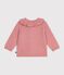 Baby-Cardigan mit Kragen aus einfarbigem Woll- und Baumwollstrick rosa