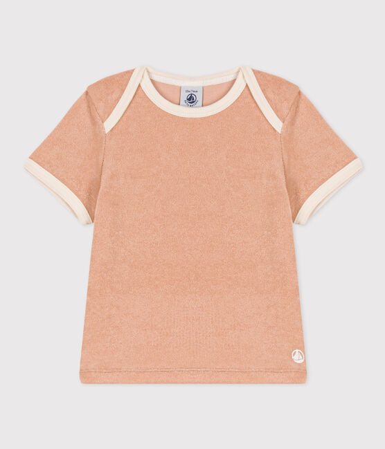 Kurzärmeliges Baby-T-Shirt aus Frottee beige VINTAGE