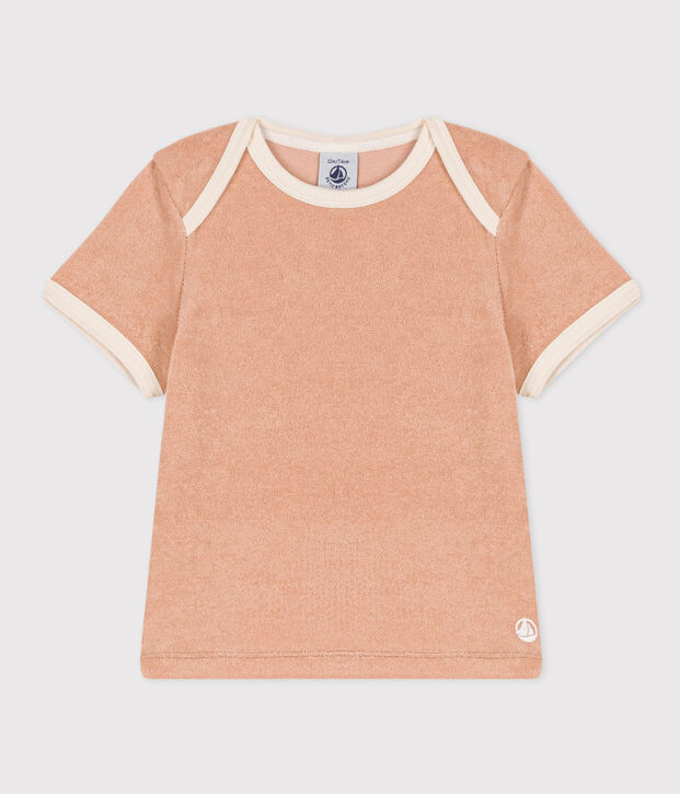 Kurz&auml;rmeliges Baby-T-Shirt aus Frottee beige