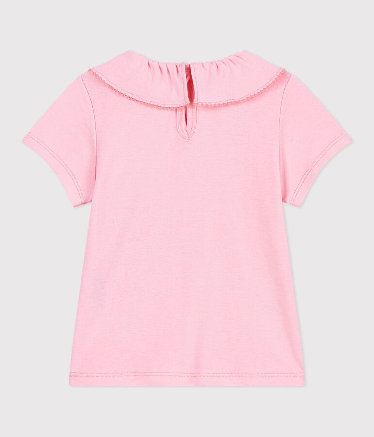 Kurz&auml;rmeliges Kinder T-Shirt aus einfarbiger Baumwolle rosa