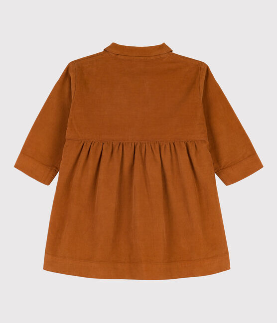 Langärmeliges Babykleid aus Feincord braun ECUREUIL
