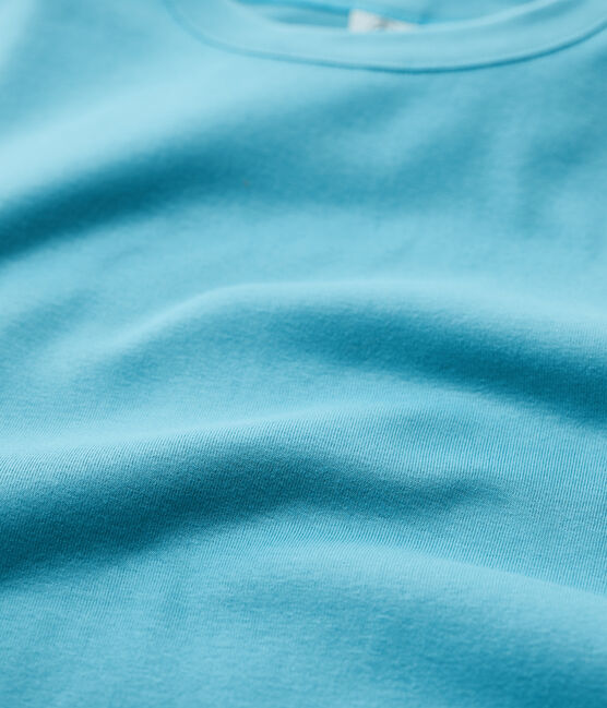 Damen-T-Shirt aus Baumwolle mit Rundhalsausschnitt blau MIROIR
