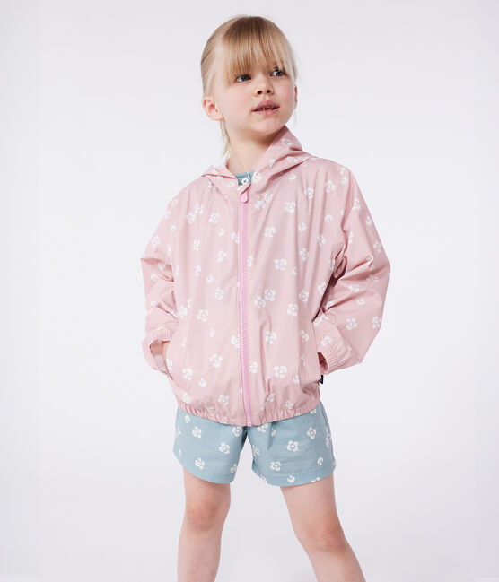 Kinder-Windjacke mit Blumenmuster rosa CHARME/weiss MARSHMALLOW