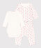Baby-Set aus bedrucktem Molton mit kleinen Herzen weiss MARSHMALLOW/rot TERKUIT