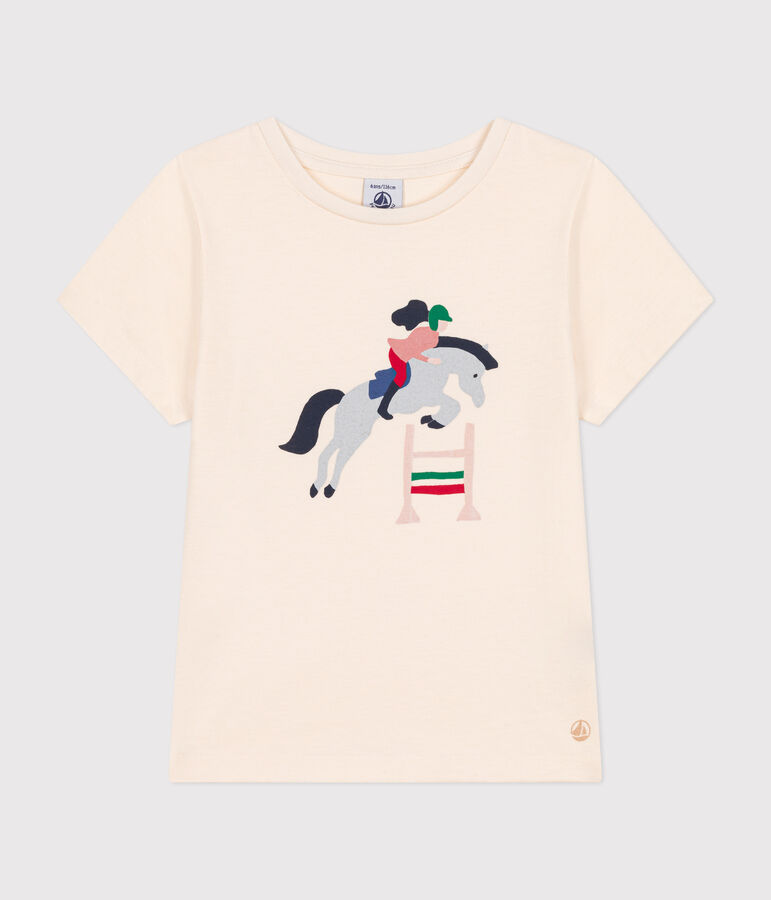 Kurz&auml;rmeliges Kinder-T-Shirt aus Jersey f&uuml;r M&auml;dchen naturfarben AVALANCHE