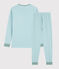 Kinderpyjama aus Rippstrick mit blauen Streifen blau TIKI/weiss MARSHMALLOW