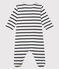 Baby-Strampler aus Rippstrick mit Streifen weiss MARSHMALLOW/blau SMOKING