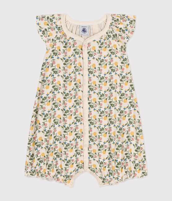 Kurzer Baby-Overall aus Baumwolle mit Blumenmotiv weiss AVALANCHE/ MULTICO