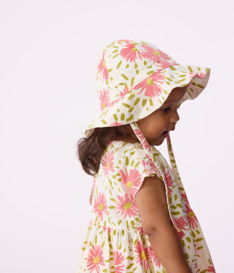 Kurz&auml;rmeliges Babykleid aus bedruckter Baumwolle weiss/vielfarbig