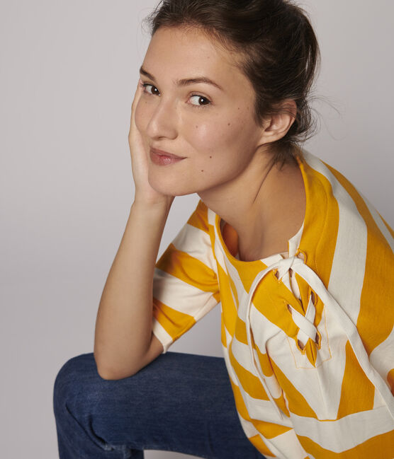 Marineshirt für Damen gelb TEHONI/weiss MARSHMALLOW