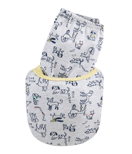 Rippstrick-Pyjama für kleine Jungen grau BELUGA/weiss MULTICO