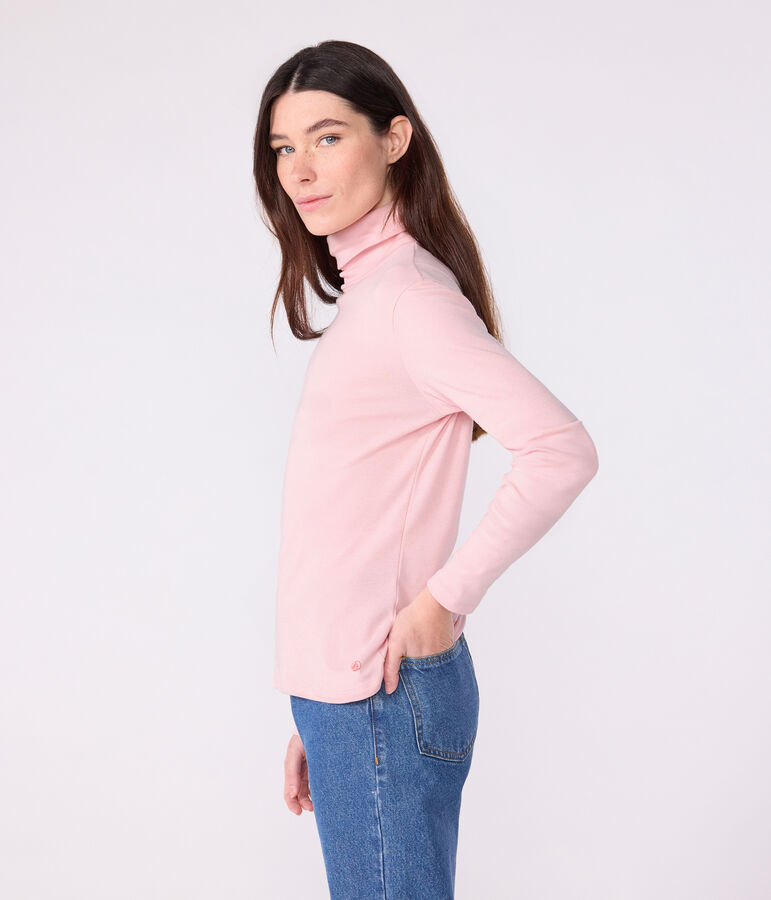 Damen-Rollkragenshirt L'Iconique aus Baumwolle rosa