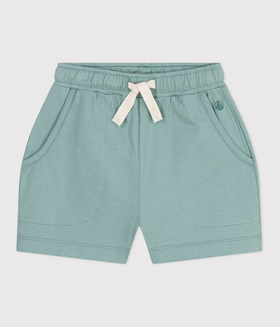 Kinder-Shorts aus einfarbiger Baumwolle grün PAUL