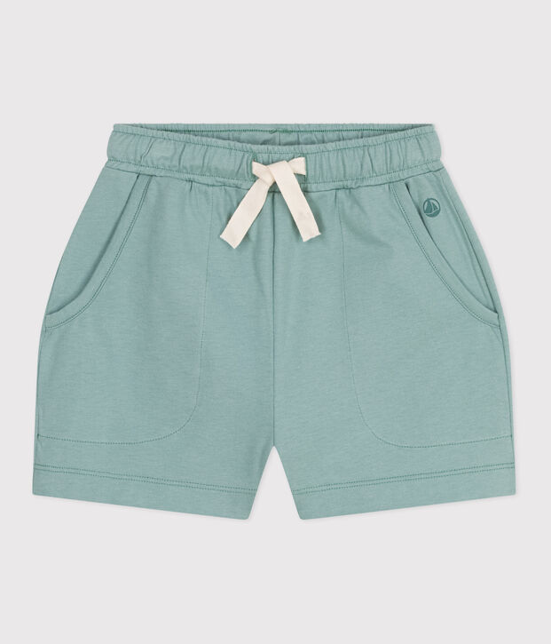 Kinder-Shorts aus einfarbiger Baumwolle gr&uuml;n