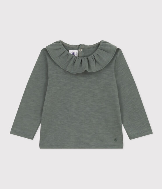 Langärmelige Babybluse aus geflammtem Jersey grün THUYA