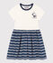 Kurzärmeliges Kinderkleid aus Baumwolle für Mädchen blau MEDIEVAL/weiss MARSHMALLOW