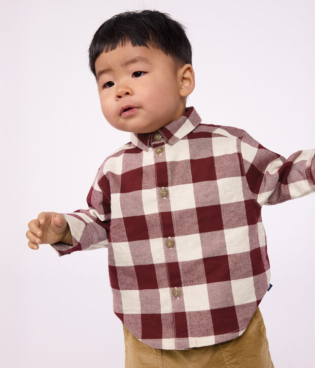 Baby-Hemd aus Flanell mit Karomuster braun/beige