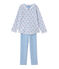 Wendbarer Mädchen-Schlafanzug aus gedoppeltem Jersey weiss ECUME/blau BLEU/ MULTICO