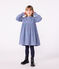 Langärmeliges Kinder-Kleid aus bedrucktem Fein-Cord. blau ADRIATIC/ MULTICO