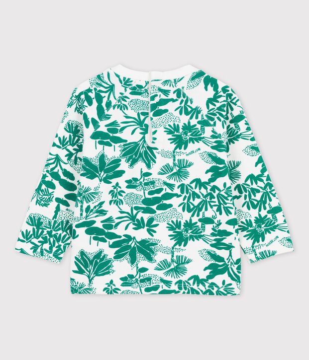 Baby-Sweatshirt aus Molton mit Pflanzenmuster weiss/gr&uuml;n