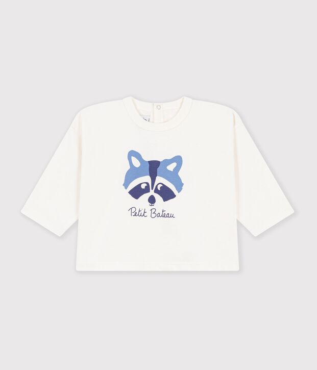 Lang&auml;rmeliges Baby T-Shirt aus einfarbiger Baumwolle mit Motiv MILK