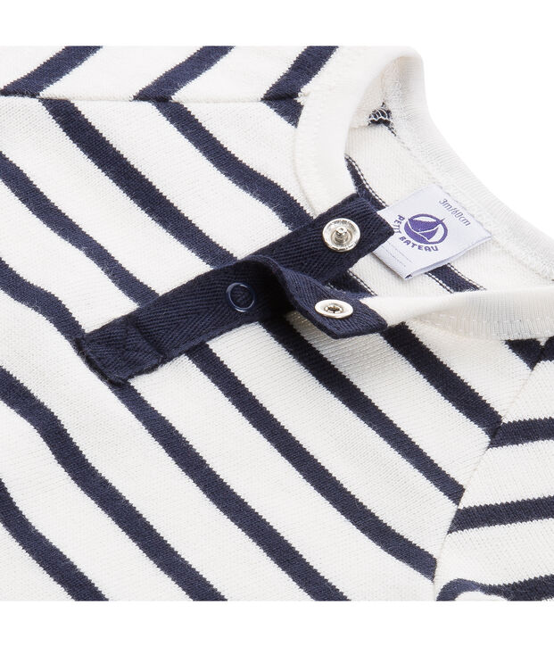 Baby Jungen Overall aus gestreiftem, festem Jersey weiss/blau