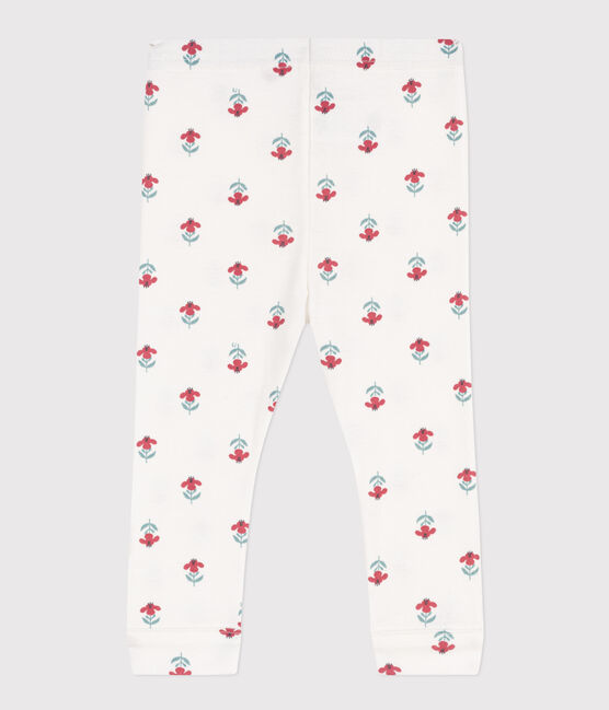 Baby-Leggings aus Baumwolle mit Blumenmuster weiss MARSHMALLOW/weiss MULTICO