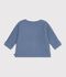 Baby-Strickjacke, kraus rechts gestrickt aus einfarbiger Baumwolle blau