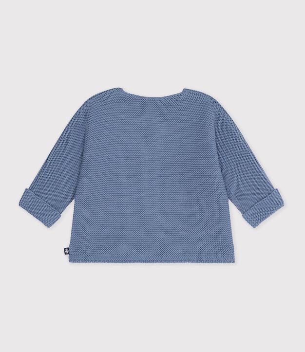 Baby-Strickjacke, kraus rechts gestrickt aus einfarbiger Baumwolle blau