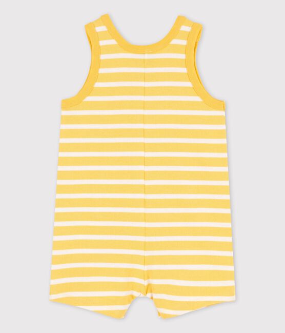 Baby-Kurzoverall aus dickem Jersey gelb ORGE/weiss MARSHMALLOW