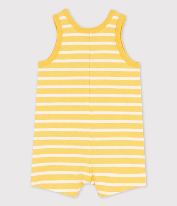 Baby-Kurzoverall aus dickem Jersey gelb/weiss