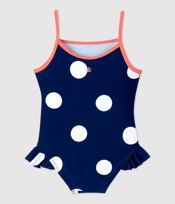 Baby-Badeanzug auf recyceltem Material blau MEDIEVAL/weiss MARSHMALLOW