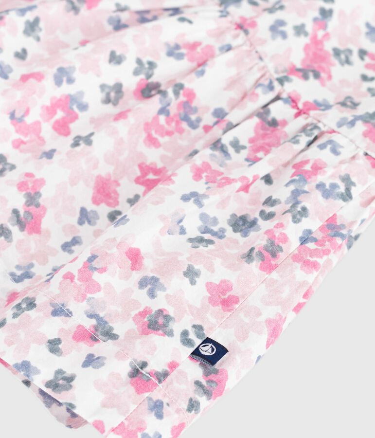 Kurz&auml;rmeliges Kinder-Kleid aus bedruckter Baumwolle weiss/vielfarbig