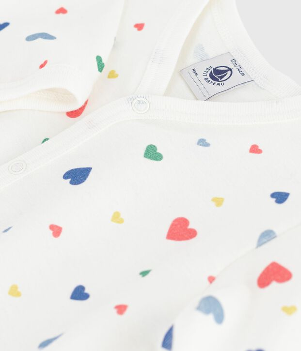 Strampler ohne F&uuml;&szlig;chen aus bedruckter Baumwolle weiss/vielfarbig