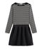 Langärmliges Kleid aus Materialmix für Damen schwarz CITY/beige COQUILLE