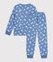 Kinder-Pyjama aus Molton mit Herzmotiv blau/weiss