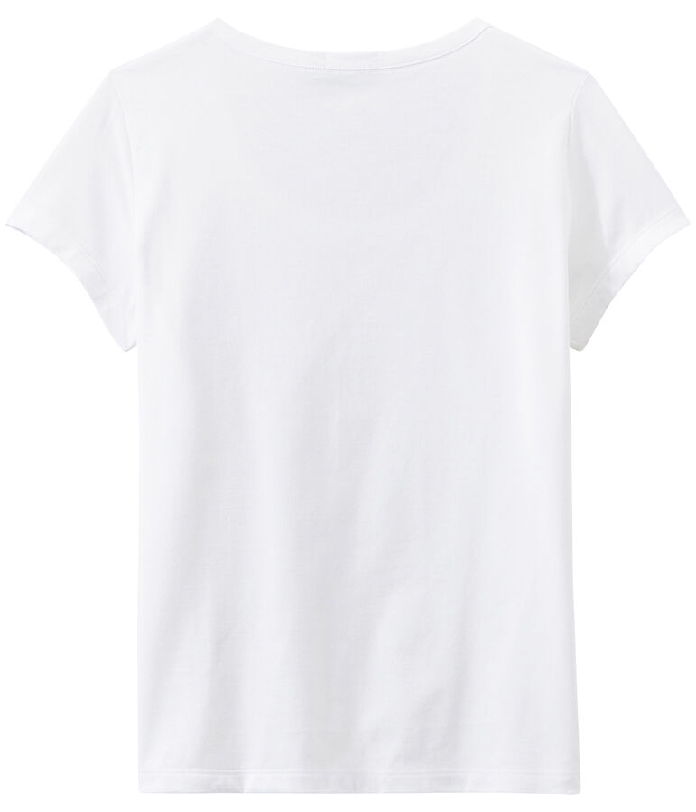 Damen-T-Shirt &bdquo;COL DANSEUSE&ldquo; aus feinem Jersey weiss