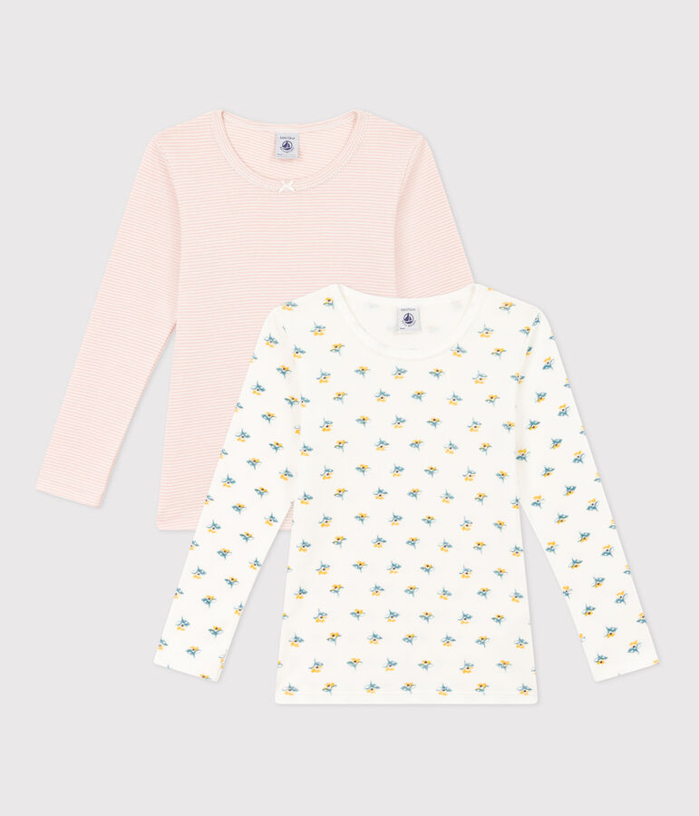 2er-Set lang&auml;rmelige T-Shirts aus Baumwolle mit Blumenmotiv f&uuml;r M&auml;dchen vielfarbig