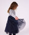 Lang&auml;rmeliges Kinder-Kleid aus Baumwolle und T&uuml;ll mit Streifen weiss/blau