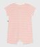 Baby-Kurzoverall aus gestreiftem Baumwoll-Frottee  orange MARSHMALLOW/ ABRICOT