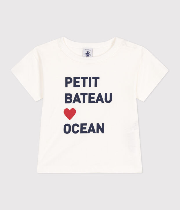 Kurz&auml;rmeliges Baby-T-Shirt aus einfarbiger Baumwolle weiss