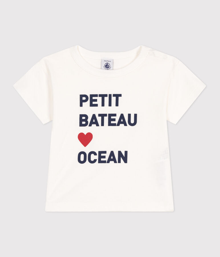 Kurz&auml;rmeliges Baby-T-Shirt aus einfarbiger Baumwolle weiss
