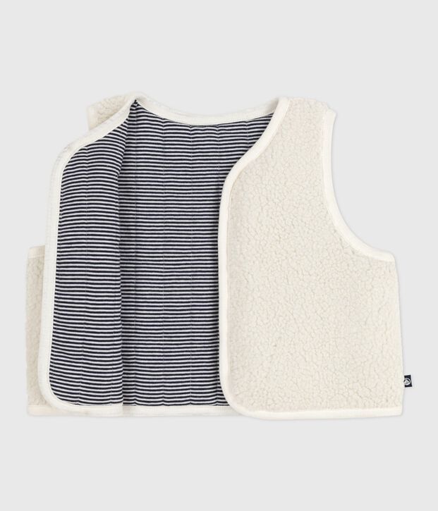 Baby-Weste aus Baumwolle mit Ringelstreifen und Sherpa naturfarben/vielfarbig
